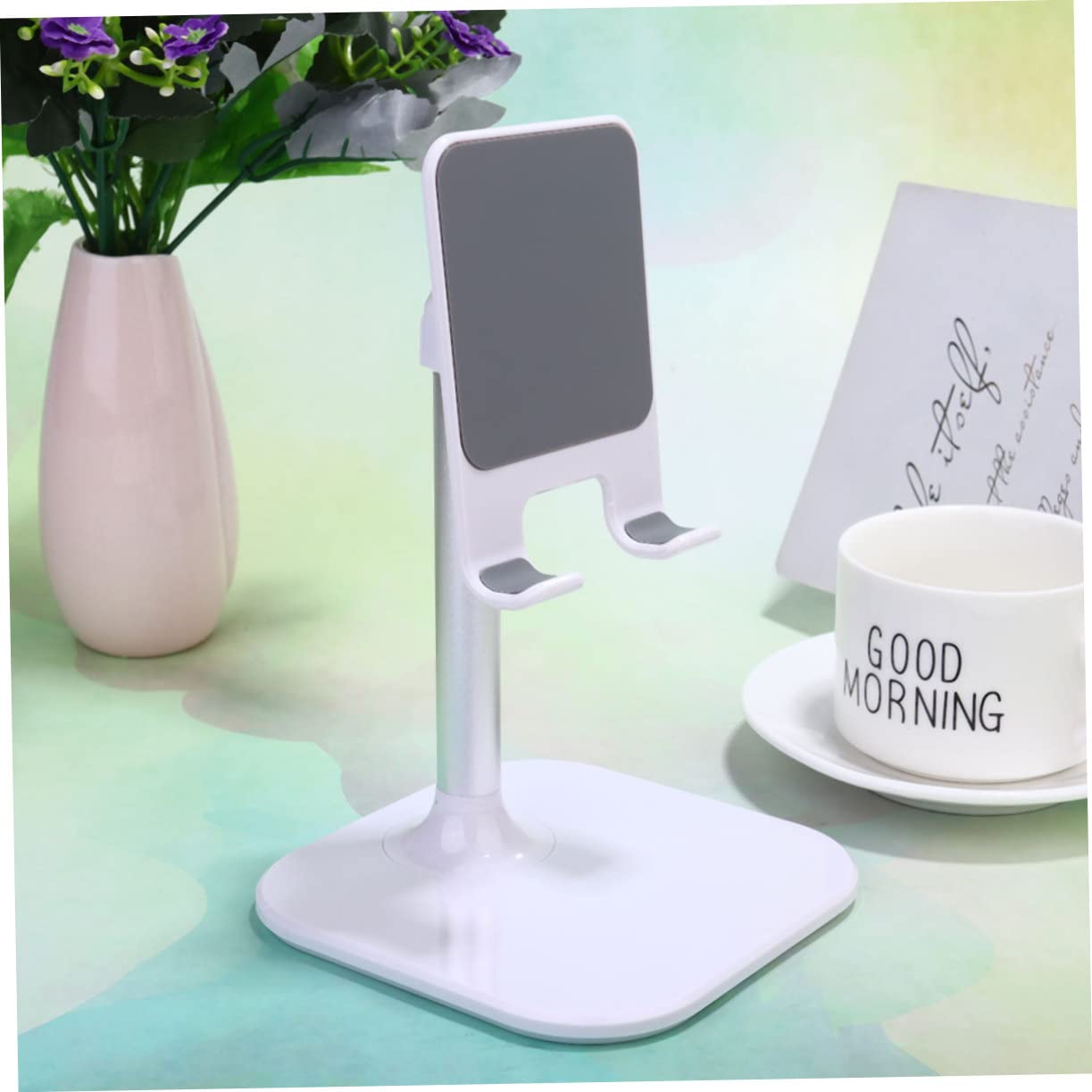 PartyKindom 2pezzi Supporto Per Smartphone e Tablet Da Scrivania Staffa Telescopica Per Videochiamate e Visione Bianco