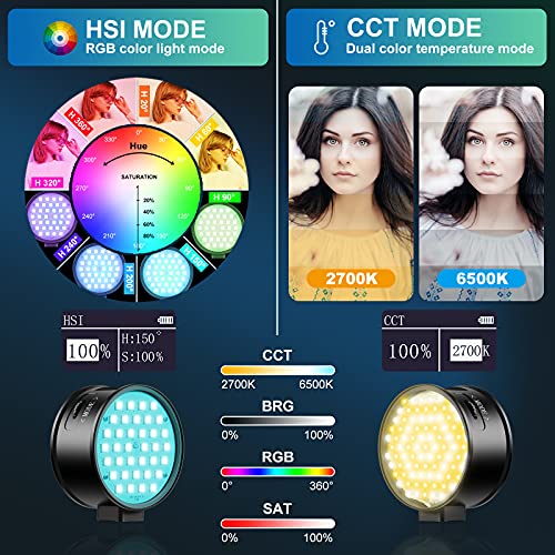 Image of GVM RGB Video Light 3000mAh Rechargeable LED Lighting CRI 97+RGB+Bi-Color Double Sided LED Photography Light 2700K-6500K 360Full Color Double Sided led Video Light for Photography, Vlogging