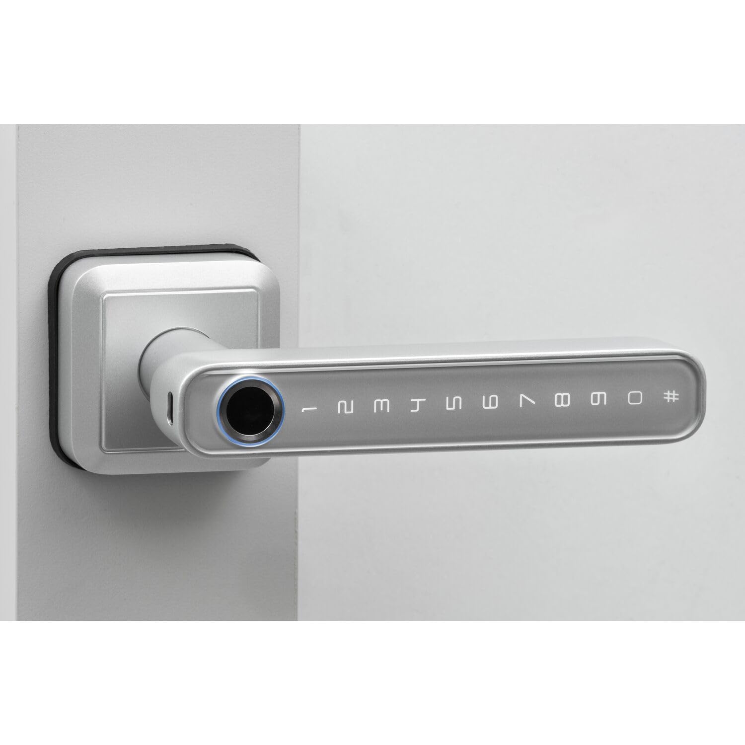 MARCHESI Maniglia per porte Office E con impronte digitali, codice numerico di controllo accesso, argento