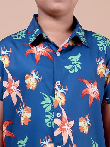 Image of Boys Printed Casual Shirt Short Sleeve Button Down Beach Shirt for Kids