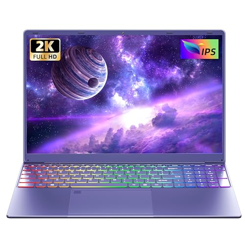 Image of 16 inch Purple Laptop Computer - N95 Processor, 512GB NVMe SSD 12GB LPDDR5 RAM, 1920X1200 FHD IPS, RGB Backlit Keyboard, Fingerprint, Win 11 Pro, Ergonomic Design for Students Business Home Use