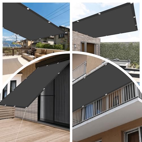 Toldo vela rectangular de sombra exterior gris oscuro resistente al viento 3