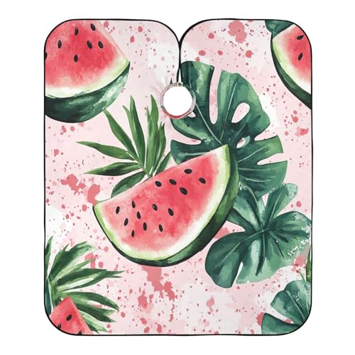 BOESI Watercolor Watermelon Pattern Barber Shawl, Waterproof Haircut Shawl, Haircut Salon Apron, Shaving Bib, 55 x 65 inches