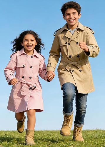 Image of Cromoncent Kids Rain Jacket, Raincoats Lightweight Waterproof Trench Coat for Boys Girls