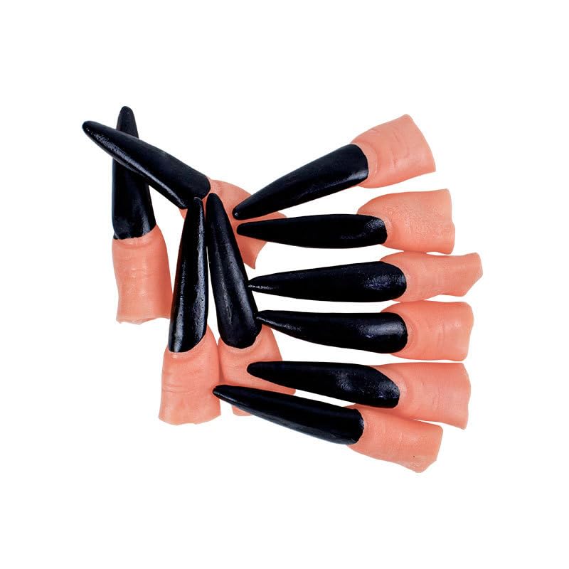 Nariz falsa de silicona para disfraz de Halloween, 1 nariz de disfraz de bruja con 10 uñas negras de bruja para cosplay y fiesta