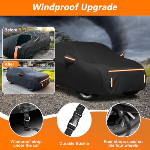Image of Car Cover for Benz GLE 2006-2026, Waterproof PEVA and Cotton Cover Outdoor Full Car Covers with Zipper Windproof Heavy Duty All Weather with Wind, Sun, UV and Dust Protection
