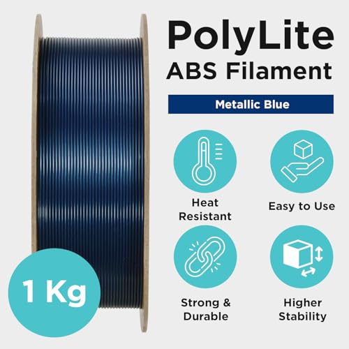 Image of Polymaker ABS Filament 1.75mm Metallic Blue, 1kg 3D Printing Filament, PolyLite ABS 3D Printer Filament, Heat Resistant, Strong & Durable, Dimensional Accuracy + /- 0.03mm
