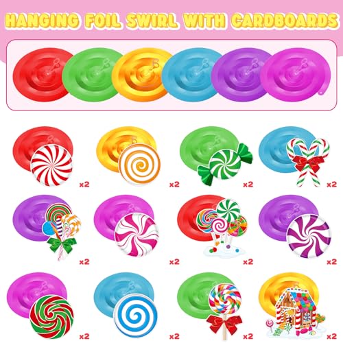 54 Pcs Candy Hanging Swirls Decorations