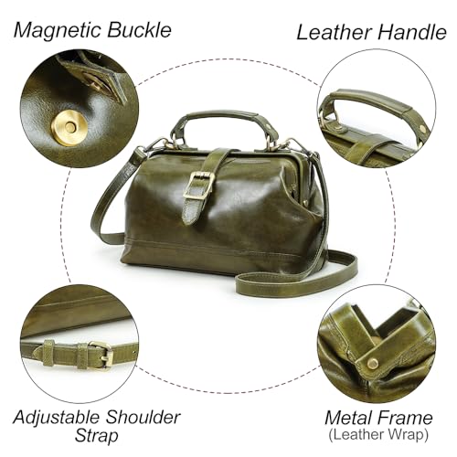 Image of CONTACTS Full Grain Leather Doctor Purse Bag for Women Top Handle Bag Vintage Handbag Shoulder Bag