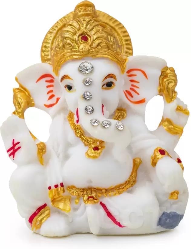 Lord Ganesh Idol | Ganesha Murti | Ganpati Statue for Car | Home | Mandir Decorative Showpiece - 8 cm X 7 Cm