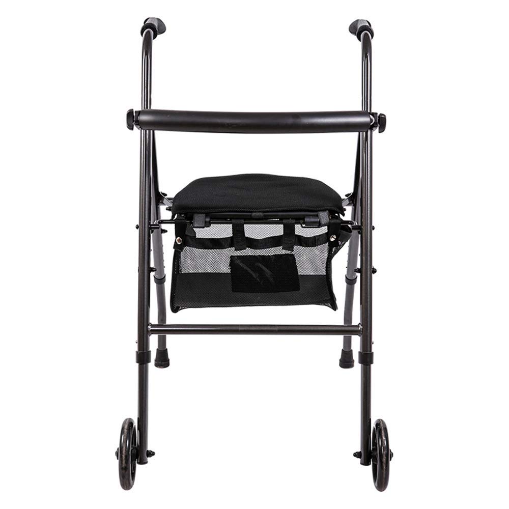 Sedia a rotelle,Nero Anziani Walker Walker Pieghevole Carrello retrattile in alluminio Ausili per la deambulazione
