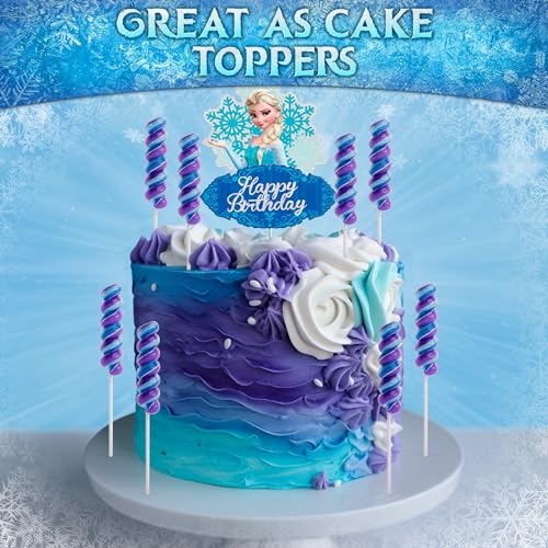Image of Frozen Lollipops Swirl 20pk- Frozen Candy For Disney Frozen Party Favors | Elsa Birthday Party Decorations - Elsa And Anna Themed Princess Birthday Decorations - Disney Princess Party Favors
