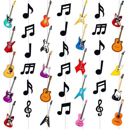 8pcs Music Party Hanging Garlands Musical Birthday Hanging Decoration Guitar Music Notes Theme Ceiling Garlands for Musician Birthday Party Rock and Roll Party Baby Shower Supplies