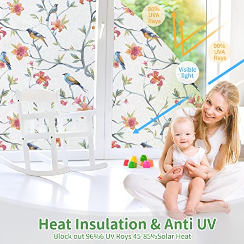 Dktie Stained Glass Window Film Window Privacy Film Non-Adhesive Static Cling Glass Film Decorative Frosted Glass Window Film Window Heat Blocker Heat Control For Home #TOP5