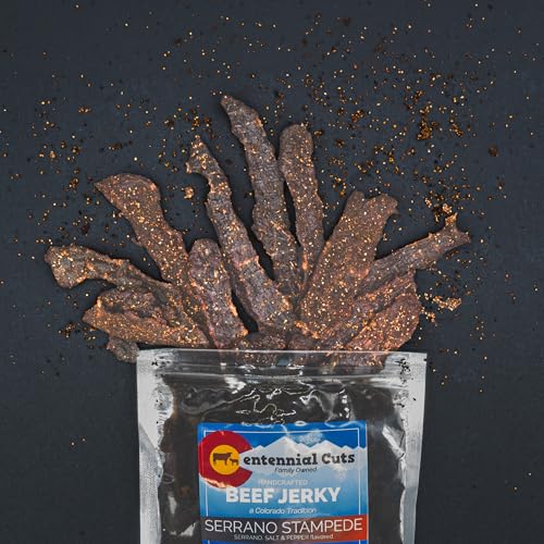Image of Centennial Cuts Beef Jerky - Serrano Stampede - High Protein, Zero Sugar Zero Carbs, Spicy Serrano Pepper, Sea Salt and Black Pepper - 7 oz Snack