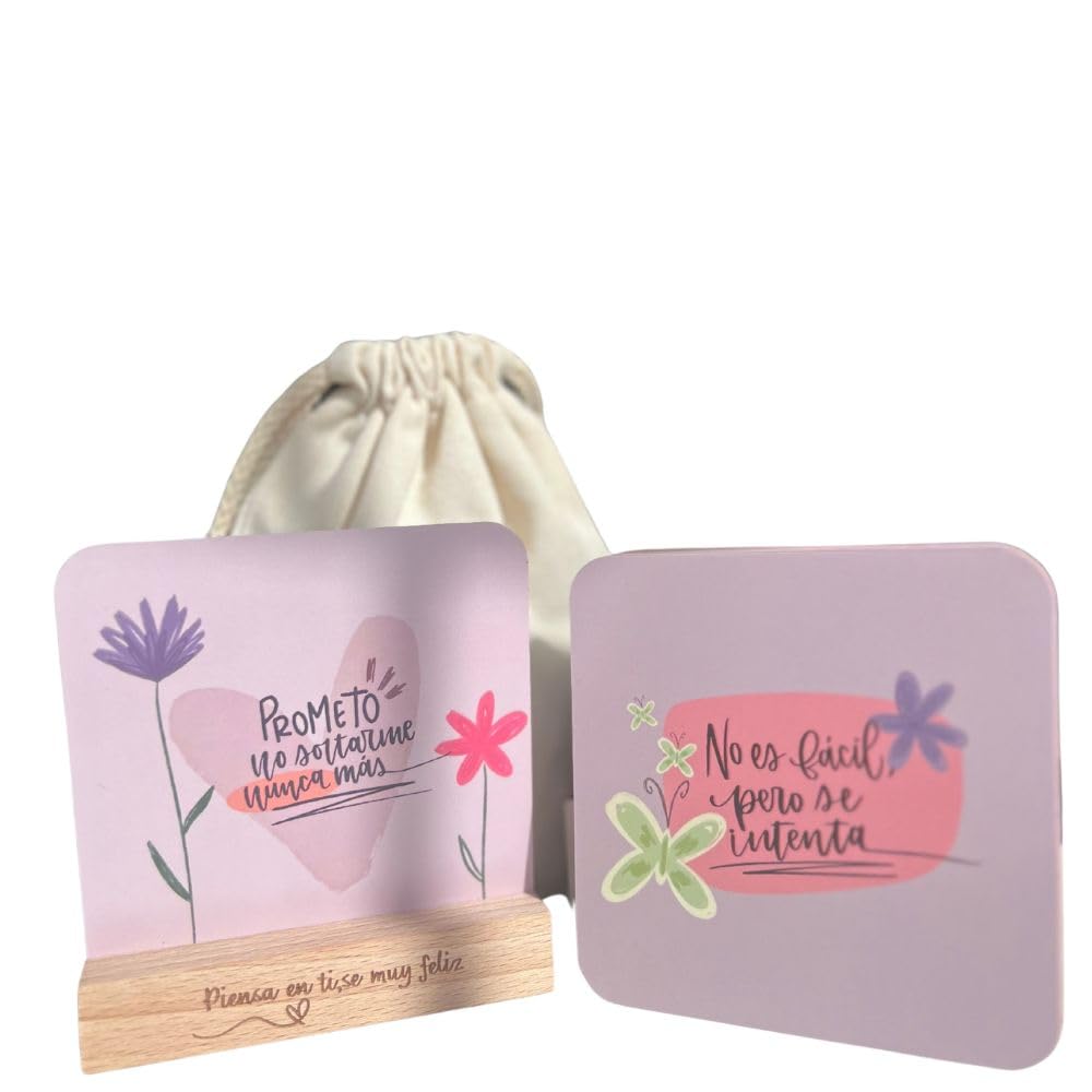 Motivational Cards for Women – 50 Daily Affirmation Cards for Women in Spanish – Positive Affirmations Cards – Inspirational Cards with Quotes, Wooden