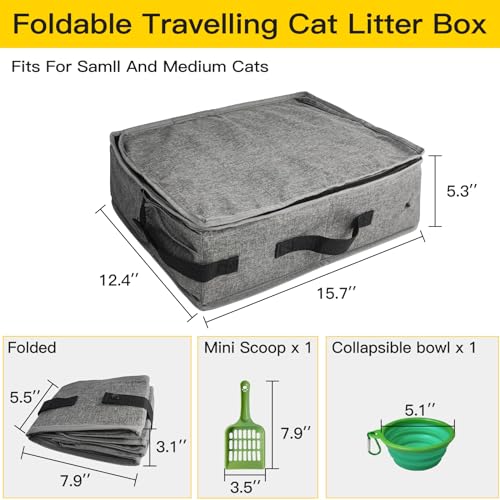 Arenero portátil para gatos con tapa mediano gris miniatura 2