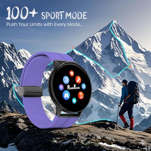 Image of PunnkFunnk Active 2 Smartwatch, 1.39 inch HD Round Display, Bluetooth Calling, Heart Rate & SPO₂, 100+ Sports Modes, IP67, Long Battery Life for Men & Women (Magnetic Purple)