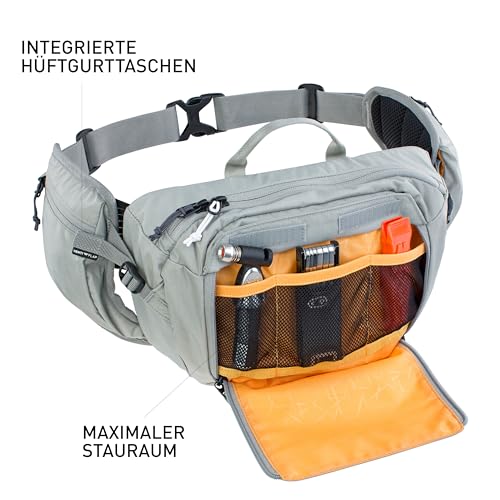 EVOC HIP PACK 3l Hüfttasche Bauchtasche Hüftbeutel (3l Fassungsvermögen, AIRFLOW CONTACT SYSTEM, verstellbarer Hüftgurt, VENTI FLAP-System), Steingrau