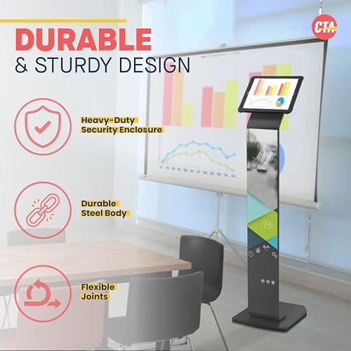 Image of Floor Stand & Case - CTA Premium Floor Stand with Removeable Magnetic Protective Case for iPad 7-9 Gen 10.2 inch, Air 3, & Other 10.2-Inch Devices - Black (PAD-PARAF10B)