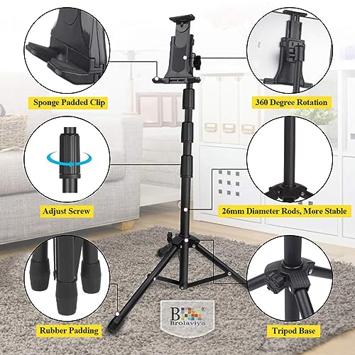 Image of BROLAVIYA Mobile and Tablet Tripod Floor Stand for Home Office Stage for All 4~10.5 Diagonal inches Display Devices