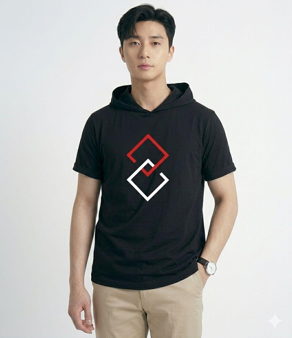 Tees Collection Men’s Hooded Printed Half Sleeve Cotton Blend T-Shirt-picture-19