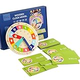 Mineup Reloj De Aprendizaje para Niños, Rueda del Tiempo De Madera, Juguetes Montessori para Niños Pequeños, Reloj De Aprendizaje, Juguete Educativo De Aprendizaje Temprano para Niños 3 4 5 6 7 Años
