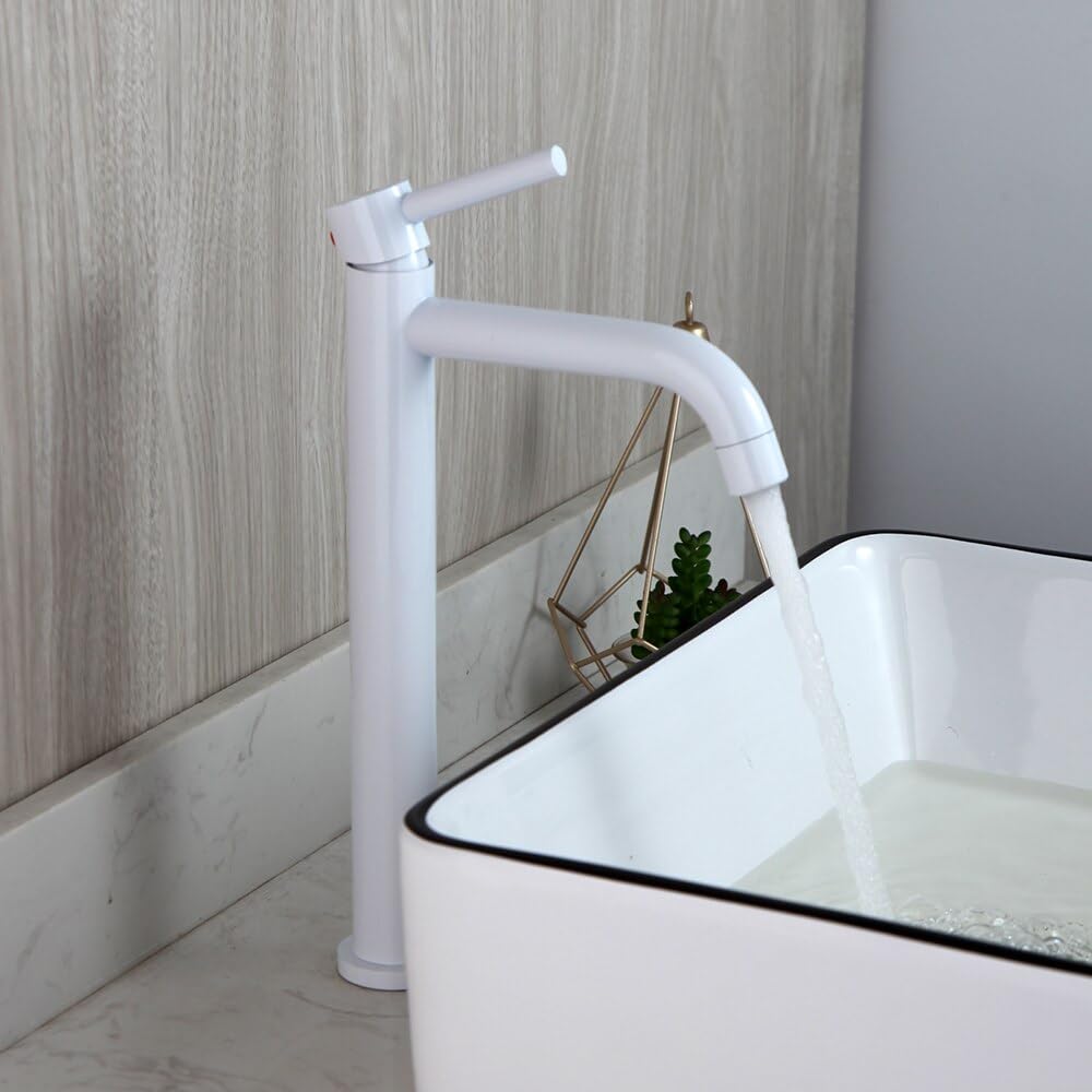 Mitigeur lavabo eau chaude froide anti-traces pour vasque haute