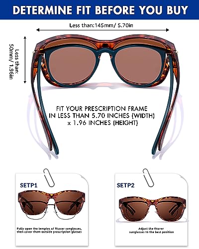 Xfeel Trendy Sunglasses Over Glasses Women, Oversized Sun Glasses Women with UV Protection Over Prescription Eyeglasses3