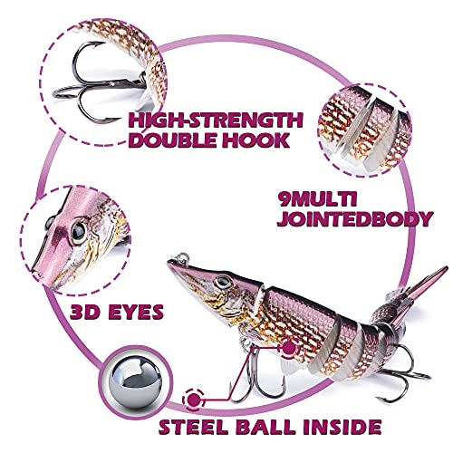 Fishing Lure For Bass Trout Albiscoo Multi Jointed Swimbaits Slow Sinking Addicted Fishing Gear Lifelike Soft Plastic Freshwater Saltwater Fishing Lures Kit Fishing Gifts For Men (Abs-Ye-Br9) #TOP3