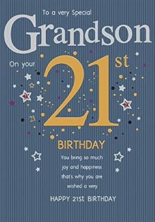 Piccadilly Greetings Group Ltd STUNNING TOP RANGE A VERY SPECIAL GRANDSON ON YOUR 21ST BIRTHDAY GREETING CARD, blue, 10 x 7