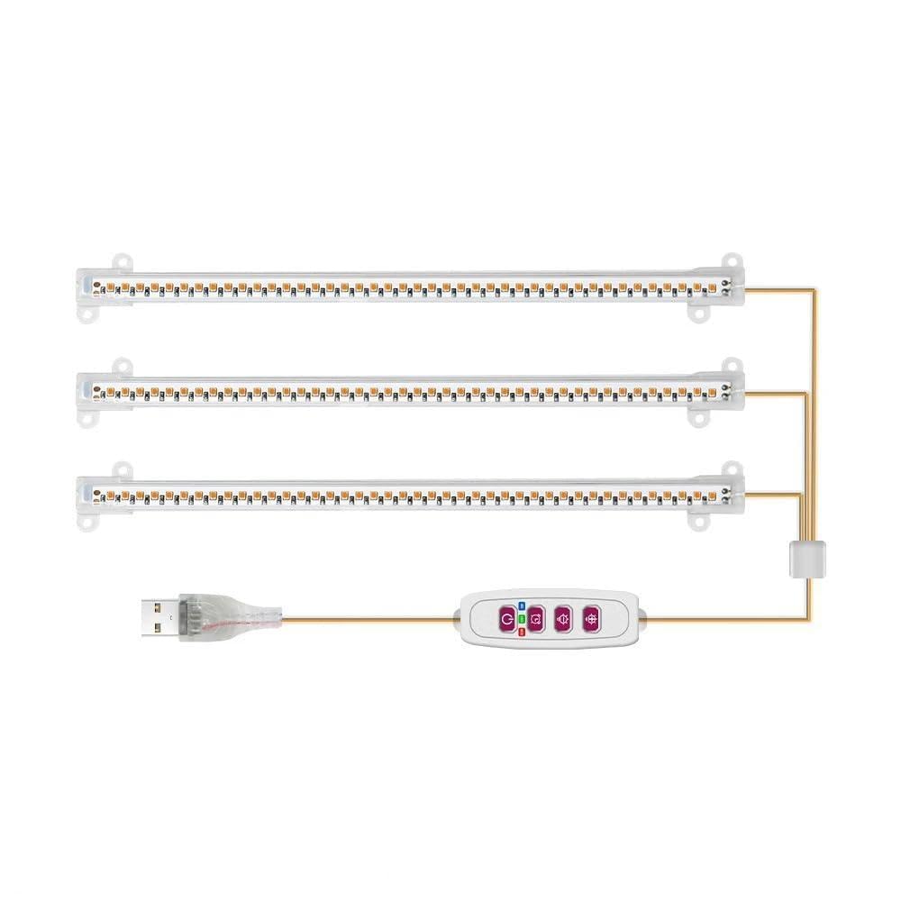 La planta crece ligera, Tiras de luz LED for cultivo plantas interior, lámpara Phyto espectro completo con USB, temporizador regulable, plántulas, verduras, for flores, 1/2/3/4(30CM(One Tows Three))