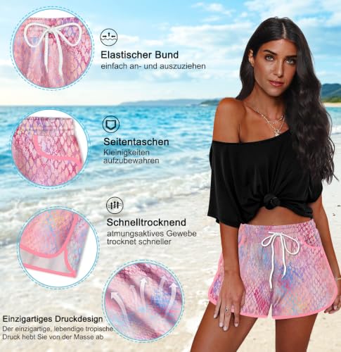 Image of For G and PL Women Summer Floral Beach Boardshorts with Pockets Swim Trunks
