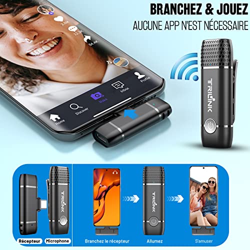 Microphone sans fil USB C et micro cravate sans fil pour smartphone et laptop - 6