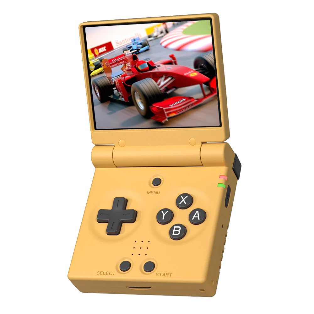 Miyoo Mini Flip Retro Handheld Game Console, 2.8 Inch 750*560 IPS Screen, Portable Linux Emulator Handheld, Gift for Men & Women, Yellow