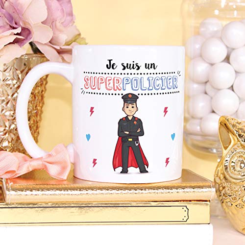 MUGFFINS (Taza en francés) Policeman Tazas originales de café y desayuno para obreros profesionales. Soy un Super… - Imagen 7