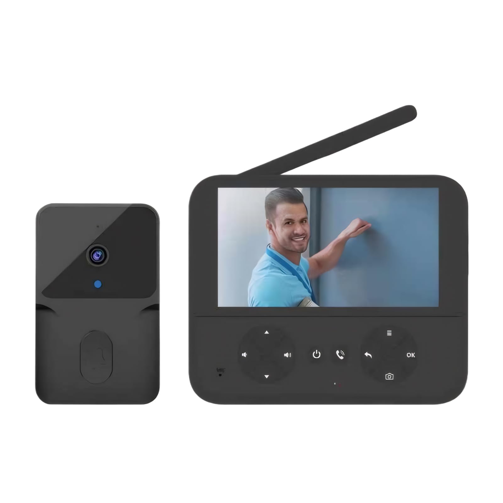 Timbre Visual Inteligente con función de Control Remoto ABS, Timbre con batería y cámara, WiFi, hogar Inteligente inalámbrico, Negro