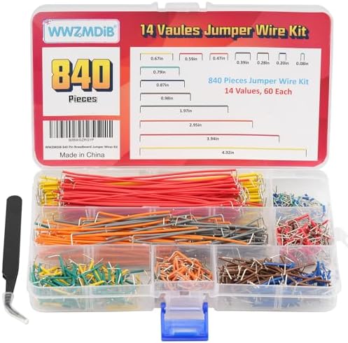 WWZMDiB 840 Pin Breadboard Jumper Wires Kit 14 Vaules 2-125mm