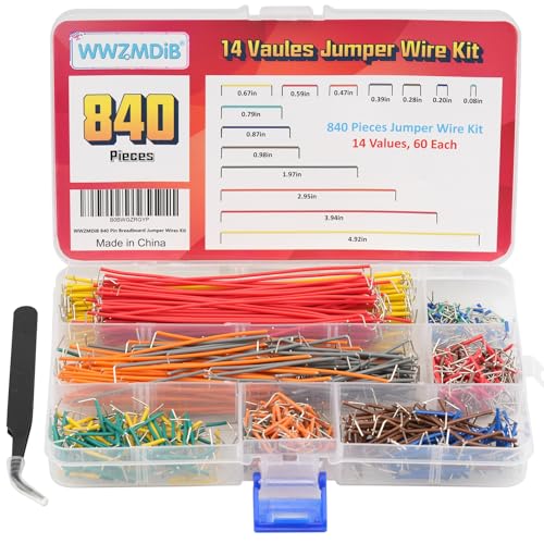 WWZMDiB 840 Pin Breadboard Jumper Wires Kit 14 Vaules 2-125mm