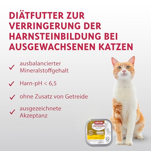 animonda INTEGRA PROTECT Urinary Oxal mit Huhn (16 x 100 g), Katzen Diätfutter bei Harnsteinen, Katzenfutter verringert die Bildung von Oxalsteinen, Nassfutter für Katzen ohne Getreide