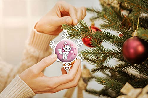 Snowflake Ornament Hanging Christmas Tree Ornaments Snowflakes Ornaments With Image Glass Dome For New Year's Christmas Winter Party Decoration Cat Pink White #TOP2