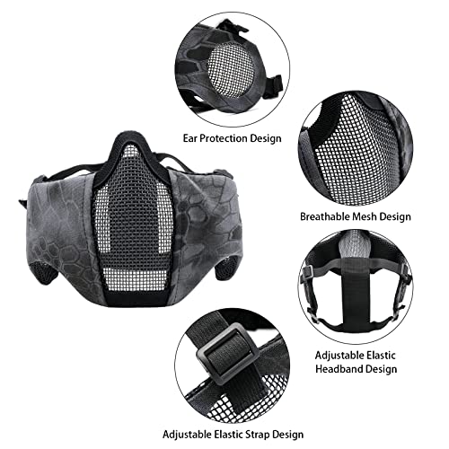 Yzpacc Airsoft Half Face Mask with Goggles& Patch Hat Set - Image 3