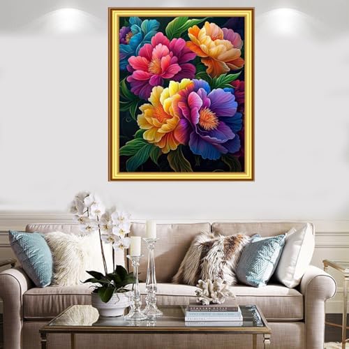 Image of Foxnyart Stamped Cross Stitch Kits Full Range of Embroidery Needlework Starter Kits for Beginners Adults 11CT Embroidery Patterns Art Crafts DIY Needlepoint Kit-Magical Flowers 16x20 inchs