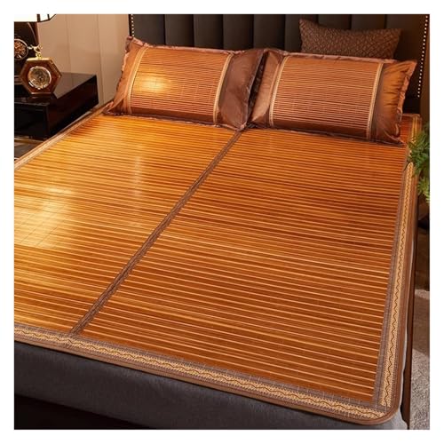Estera De Enfriamiento De Bambú For Climas Cálidos, Almohadilla For Dormir Reversible, Tapete De Seda De Hielo Plegable con Borde Ancho, Tapete De Cama De Enfriamiento(Dark Brown,180cm*200cm)