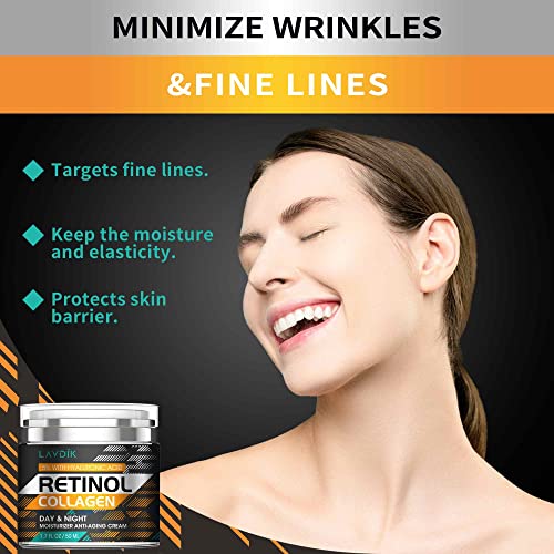 Retinol Cream For Face With Hyaluronic Acid, Moisturizer Anti Aging Collagen Cream For Women And Men, Reduce Wrinkles & Fine Lines Day & Night (1.7 Fl Oz) #TOP1