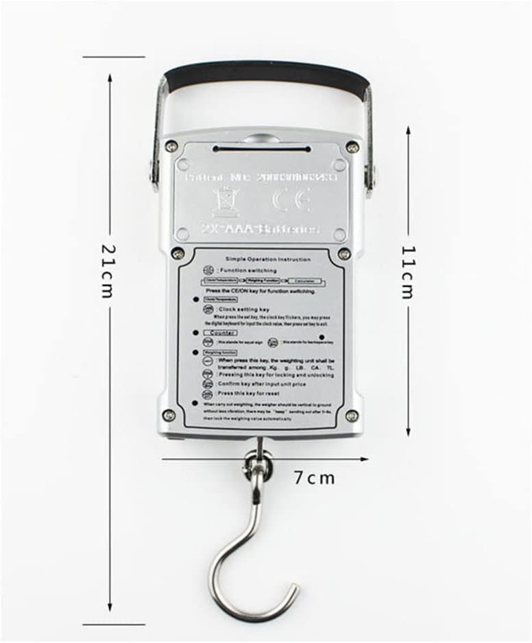 Luggage Scale Mini Portable Crane LCD Digital Electronic Hook Scale Ring Weighing Balance Digital Travel Postal Fishing Hook Scale (Silver 50KG/20G)