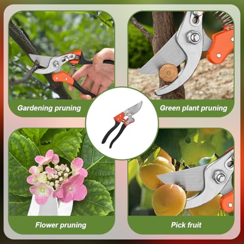 Image of HASTHIP Gardening Scissor, Pruner High Manganese Steel Gardening Shear with Safety Lock, Plant Cutter for Home Garden, Spring-Loaded Hand Pruner Cutter for Plants, Flowers, and Branches