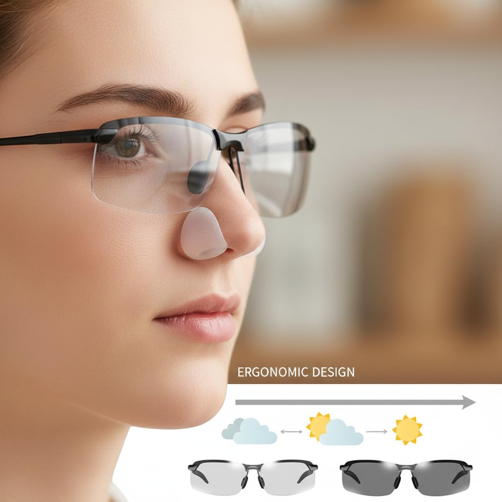Jowxsx Photochrome polarisierte Sonnenbrille, UV400, Sport-Sonnenbrille, Tag-/Nachtbrille, ultraleicht, Radfahren, Sonnenbrille, Sonnenbrille und Sonnenbrille
