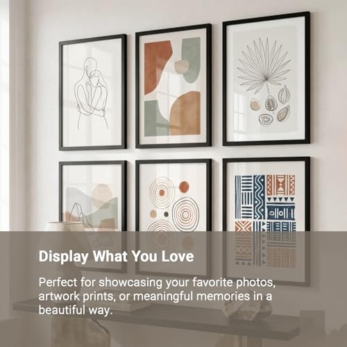 Image of kotart Wooden Photo Frame for Wall Decor | Aesthetic Frame for Living Room & Office | Certificate Frame A4 Size | Photo Frame for Home Decoration (Black, Pack of 6)