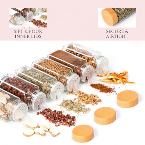 Image of WHISKET - 100 Ml Multipurpose Spice Jars Set With Bamboo Lids | Square Spice Jars Set| Moisture-Resistant Masala, Herbs & Seasonings Storage Containers. (PACK OF 4)